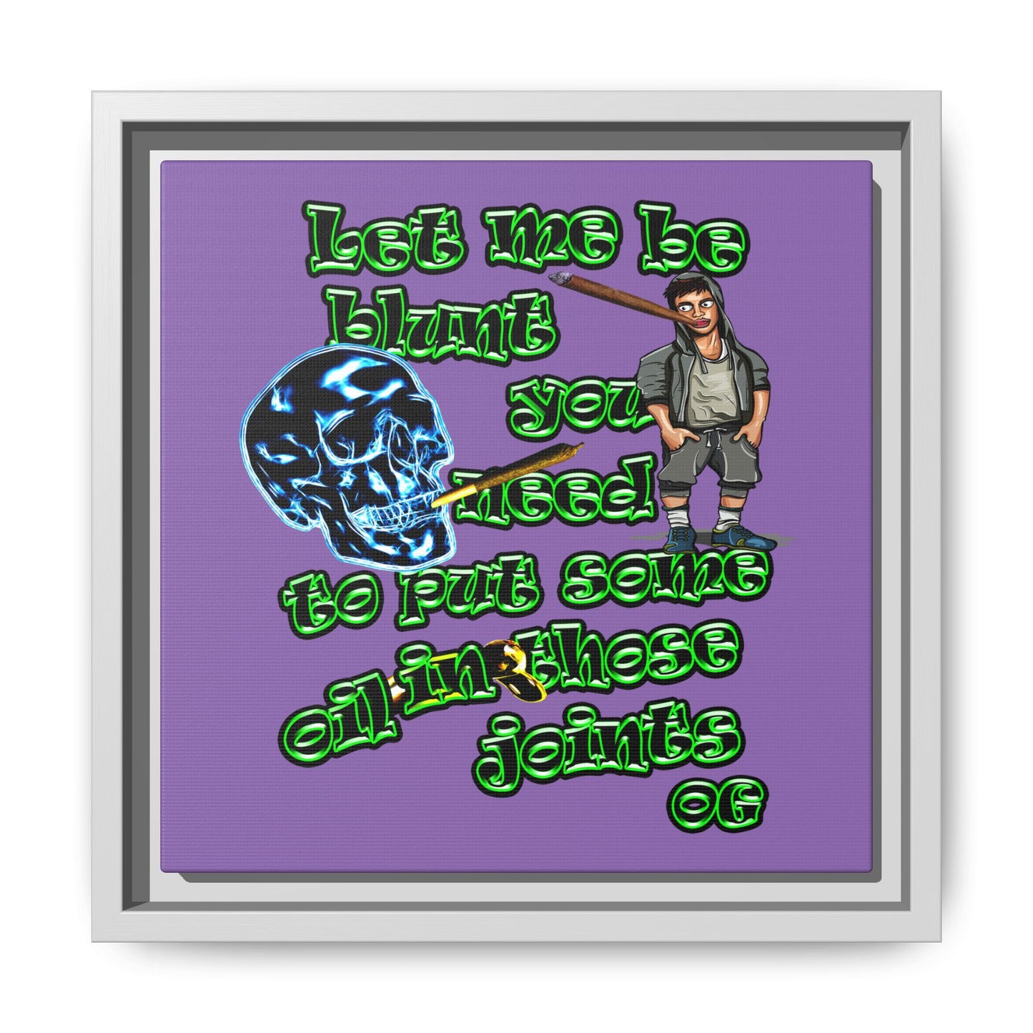 og - framed canvas art (light purple)