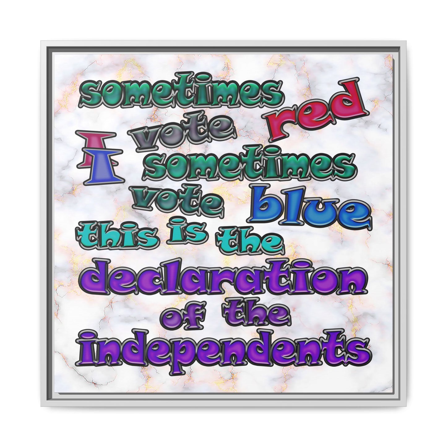 declaration of the independents - framed canvas art (white marble)