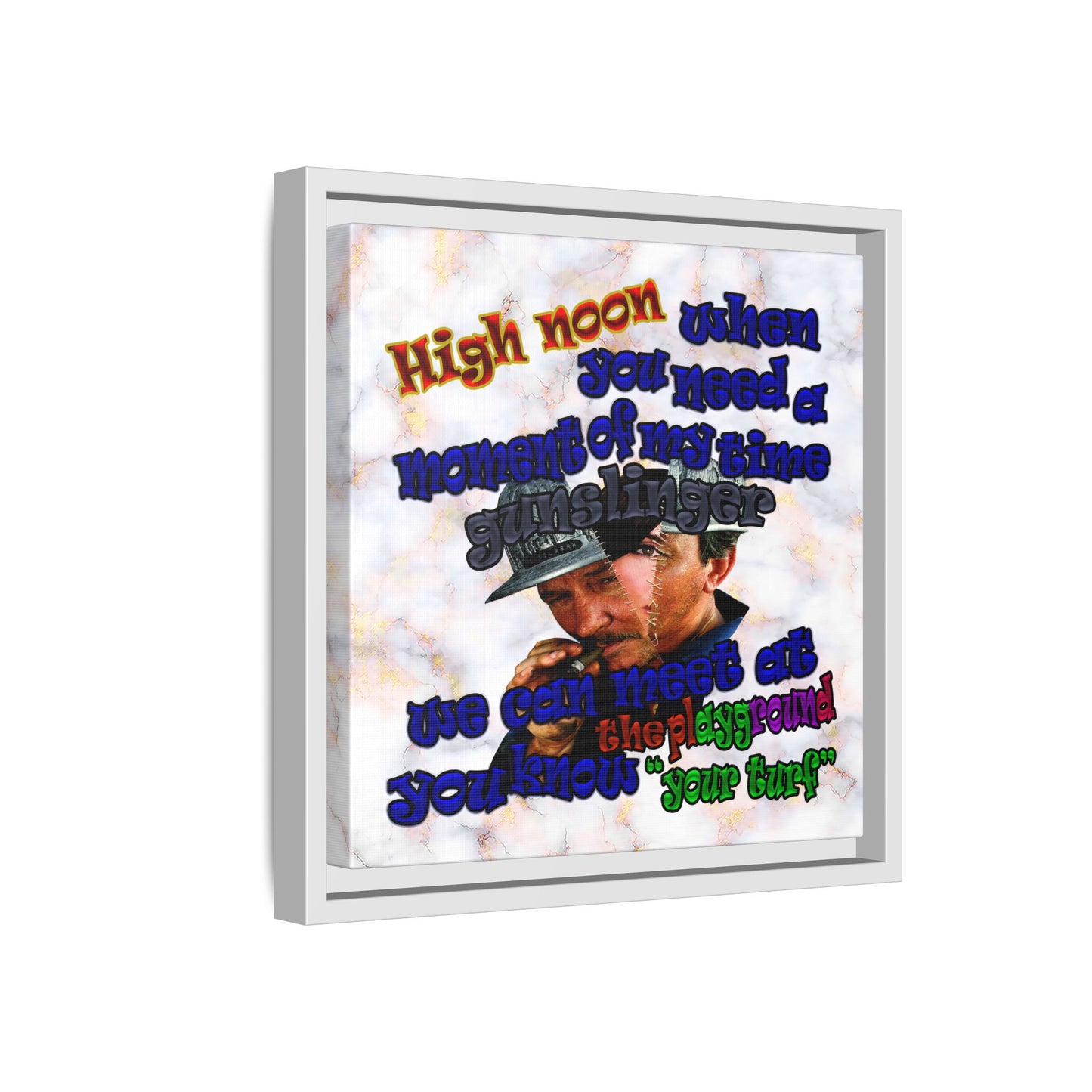 high noon - framed canvas art (white marble)