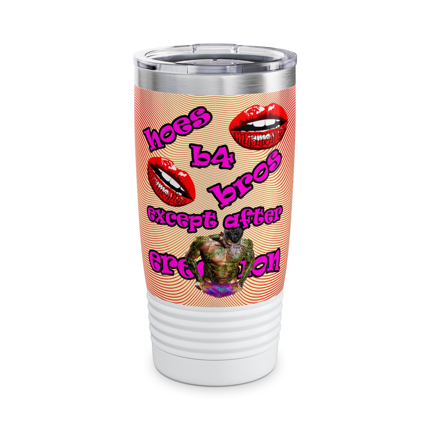 hoes b4 bros - Ringneck Tumbler, 20oz (yellow-orange wave)