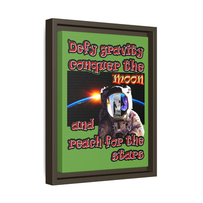 defy conquer reach - framed canvas art (green)
