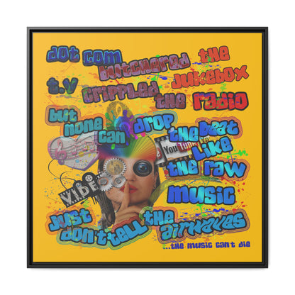 drop the beat - framed canvas art (yellow)