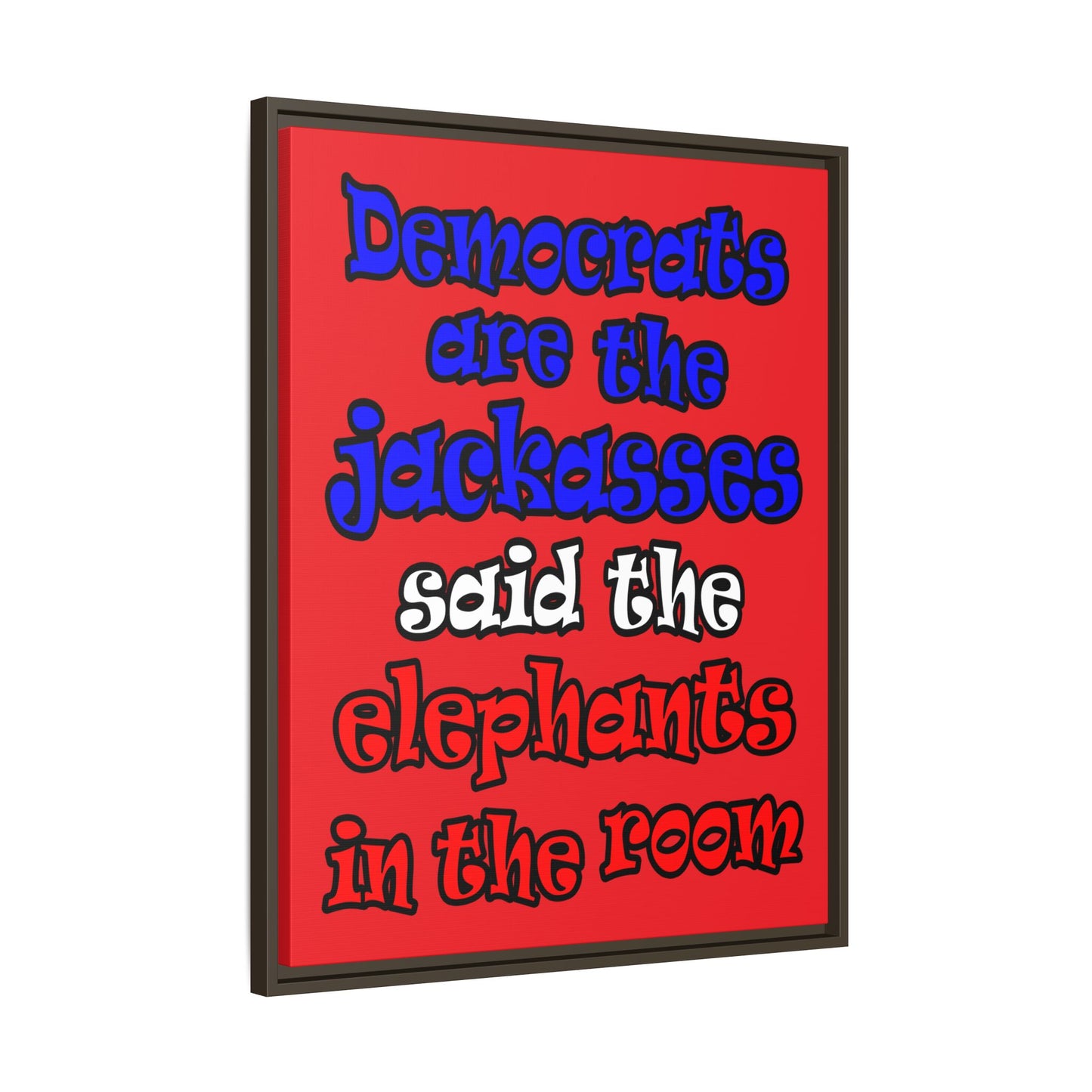 donkeys and elephants - framed canvas art (red)