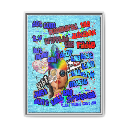 drop the beat - framed canvas art (faded blue)