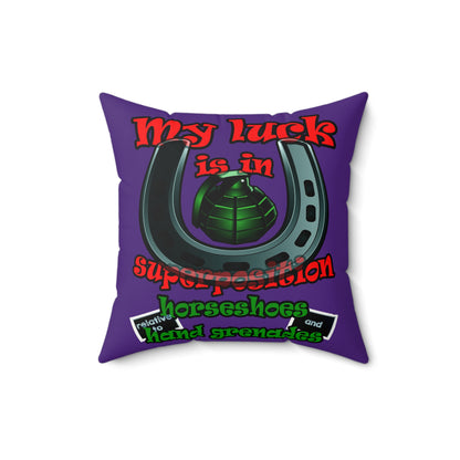 my luck - Faux Suede Square Pillow - (purple)