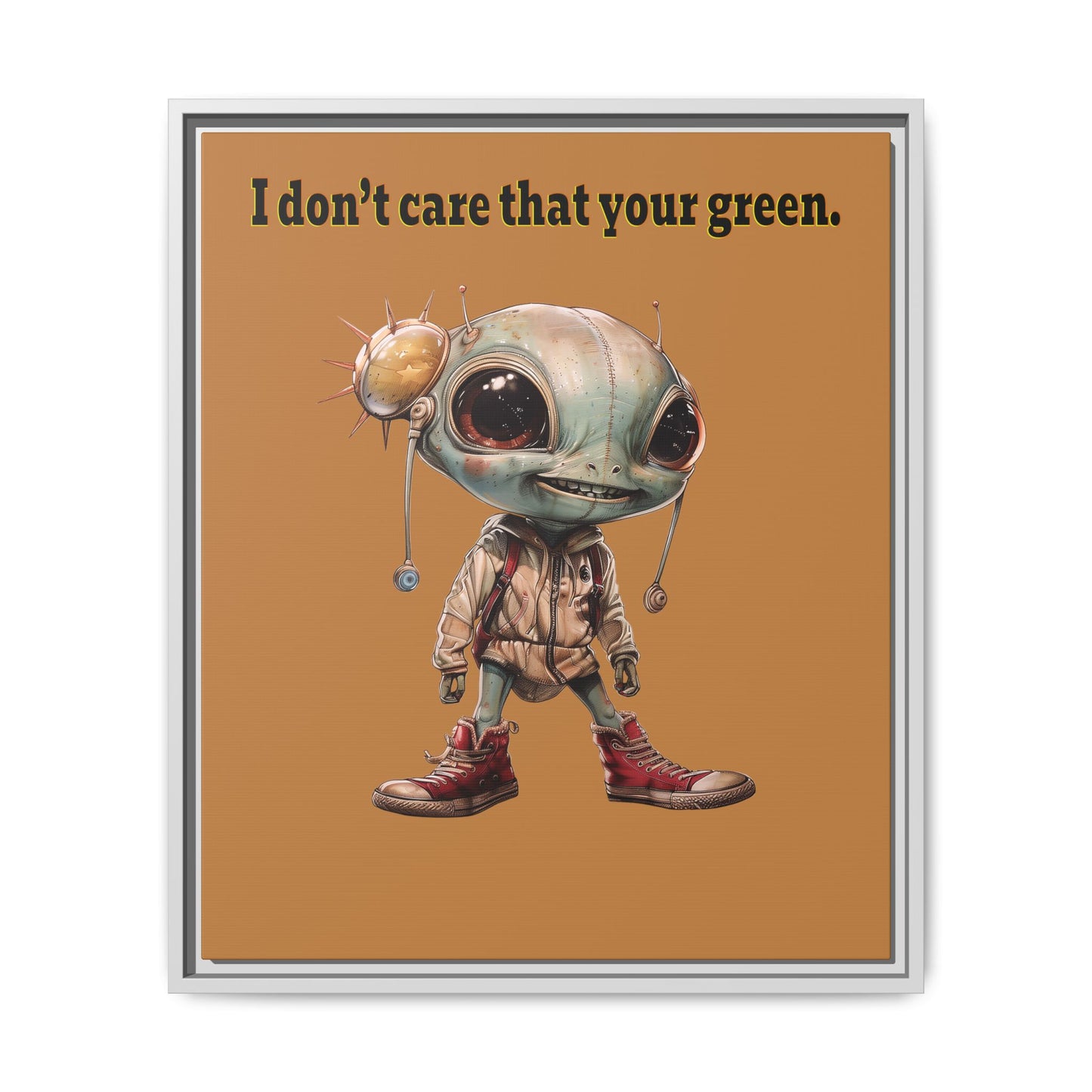 I don't care that your green - framed canvas art (light brown)