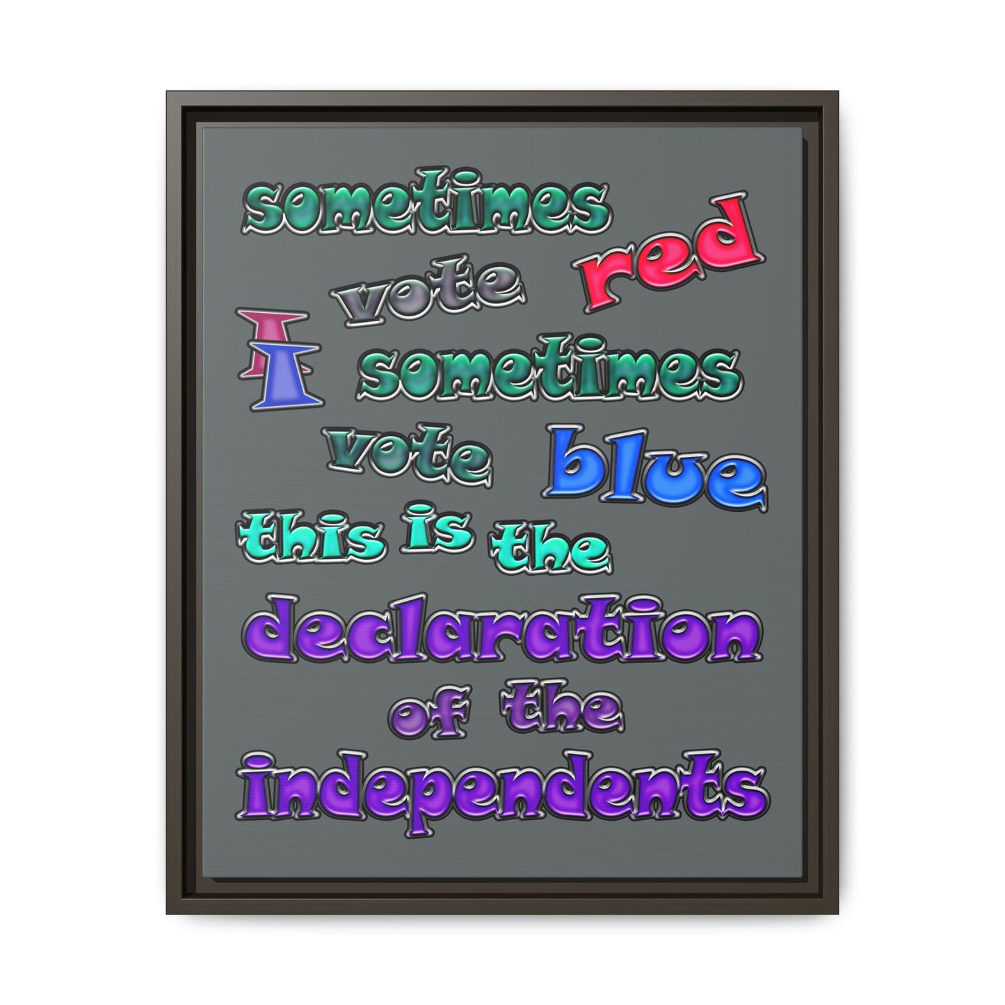 declaration of the independents - framed canvas art (dark grey)
