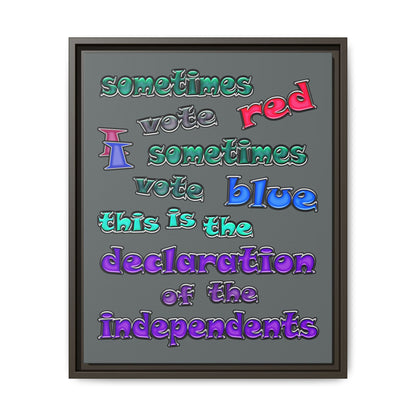 declaration of the independents - framed canvas art (dark grey)