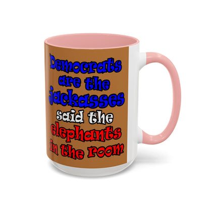 donkeys and elephants - Accent Mug (light brown)