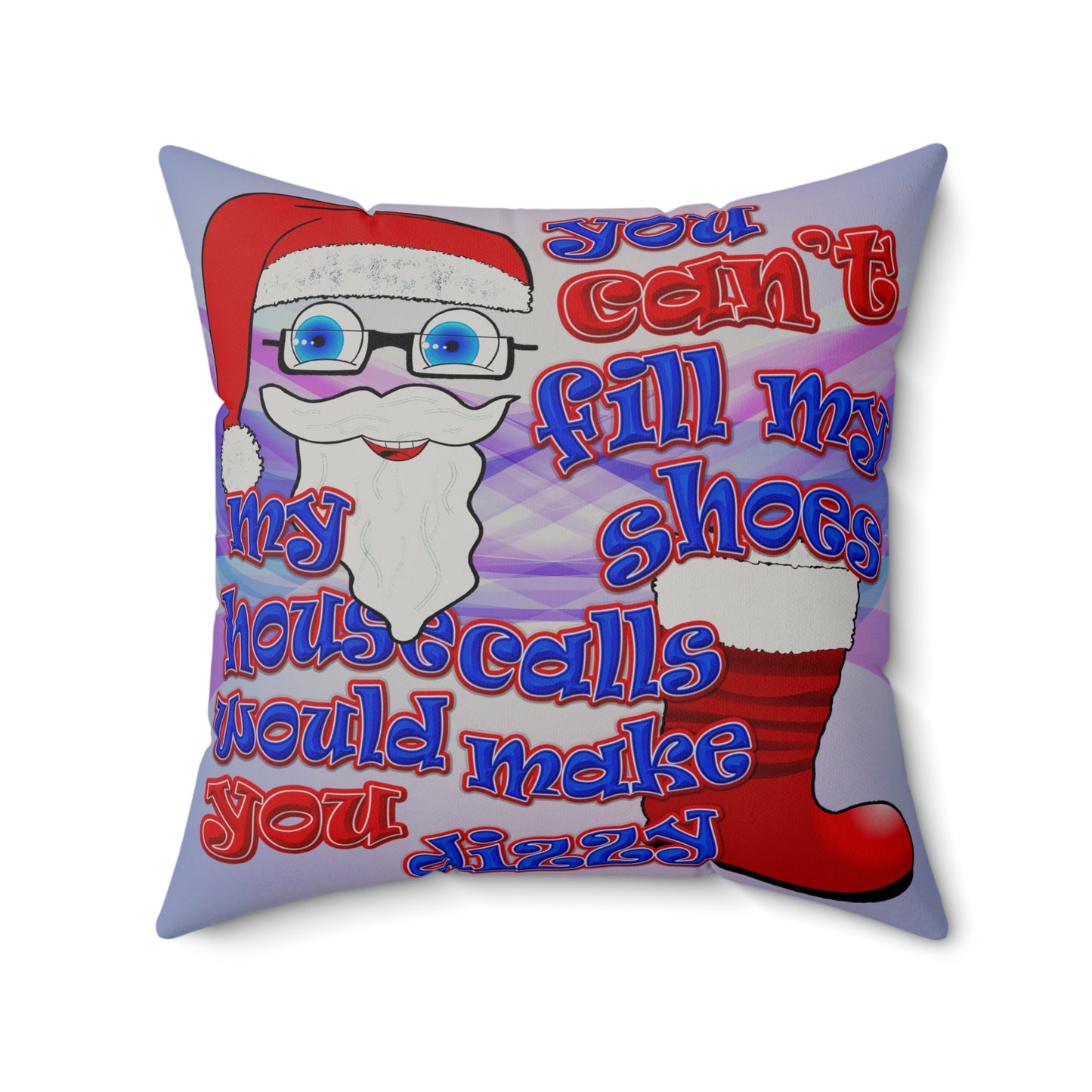 santa's shoes - Faux Suede Square Pillow - (light blue-pink wave)
