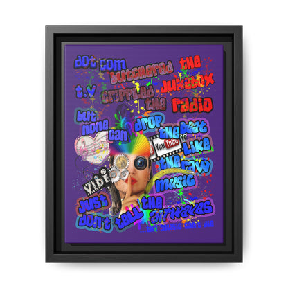 drop the beat - framed canvas art (purple)
