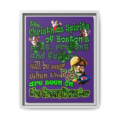 christmas spirits of boston - framed canvas art (purple)