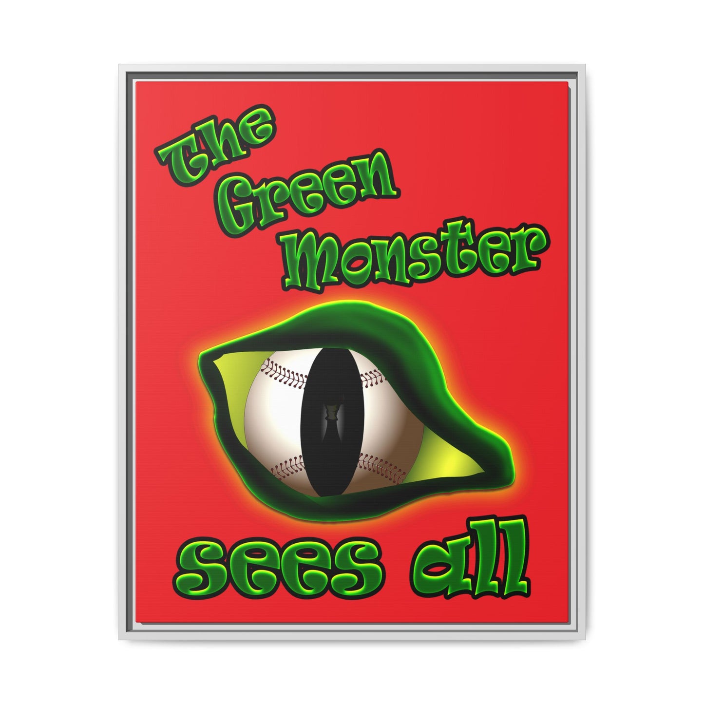green monster - framed canvas art (red)