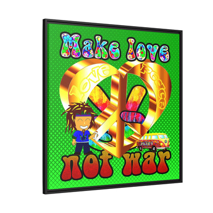 love peace - framed canvas art (logo green)