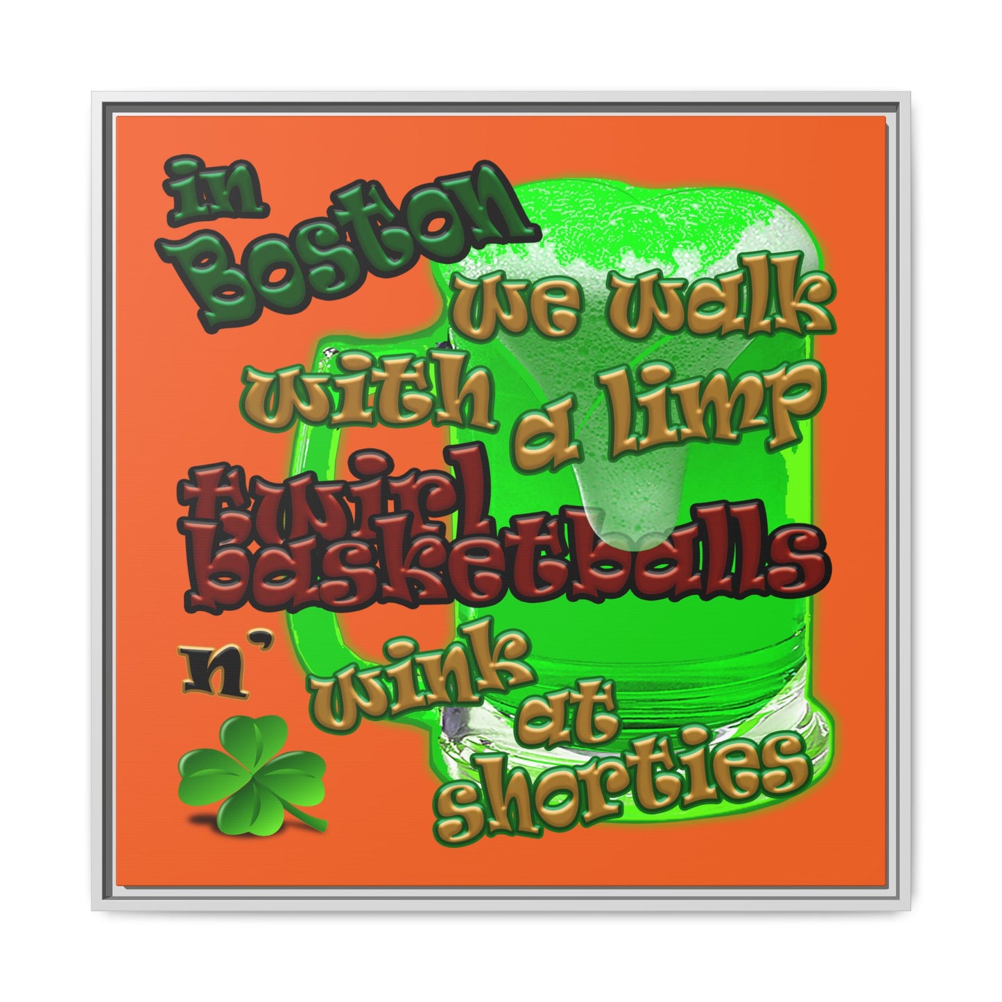 celtics logo - framed canvas art (orange)