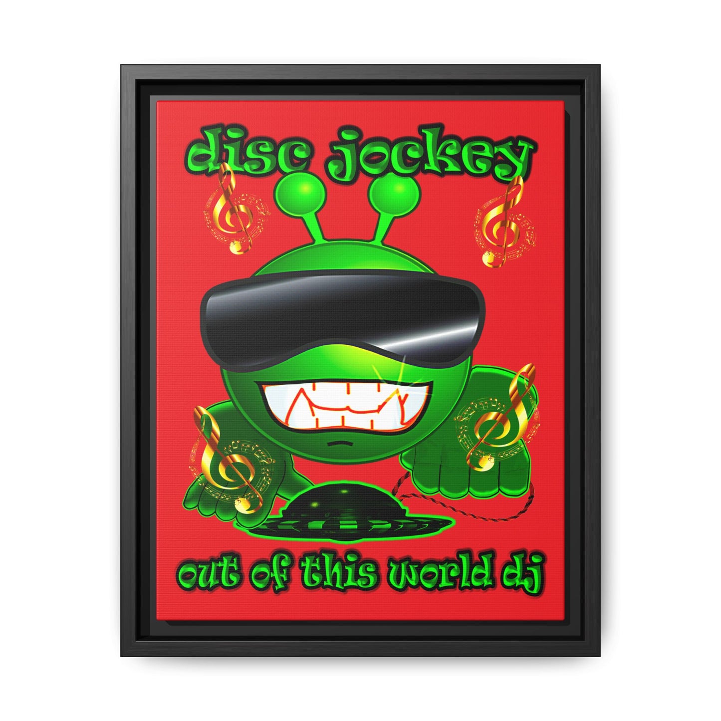 disc jockey - framed canvas art (red)