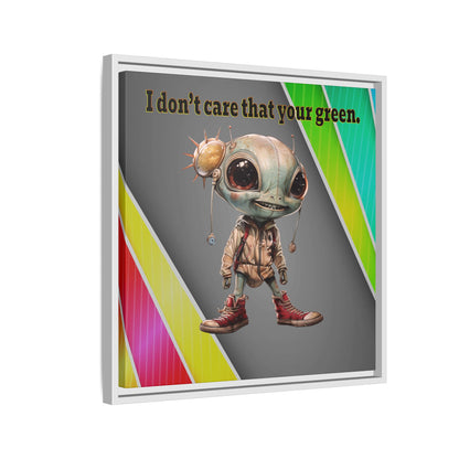 I don't care that your green - framed canvas art (rainbow split)
