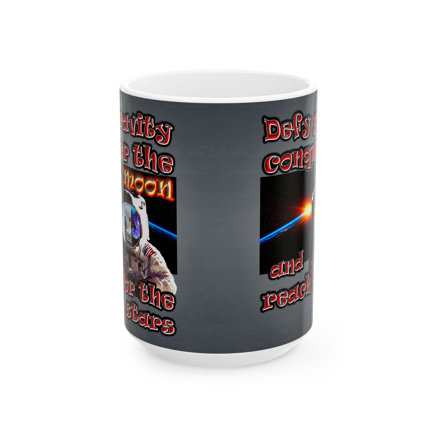 defy conquer reach - White Mug (grey-light grey)