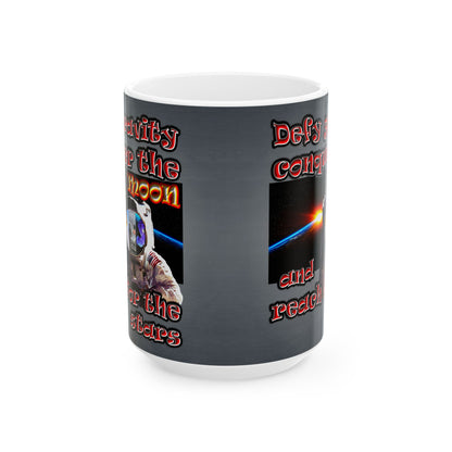 defy conquer reach - White Mug (grey-light grey)