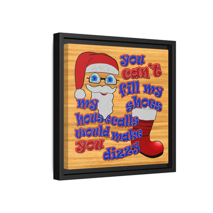 santa's shoes - framed canvas art (butterscotch wood finish)
