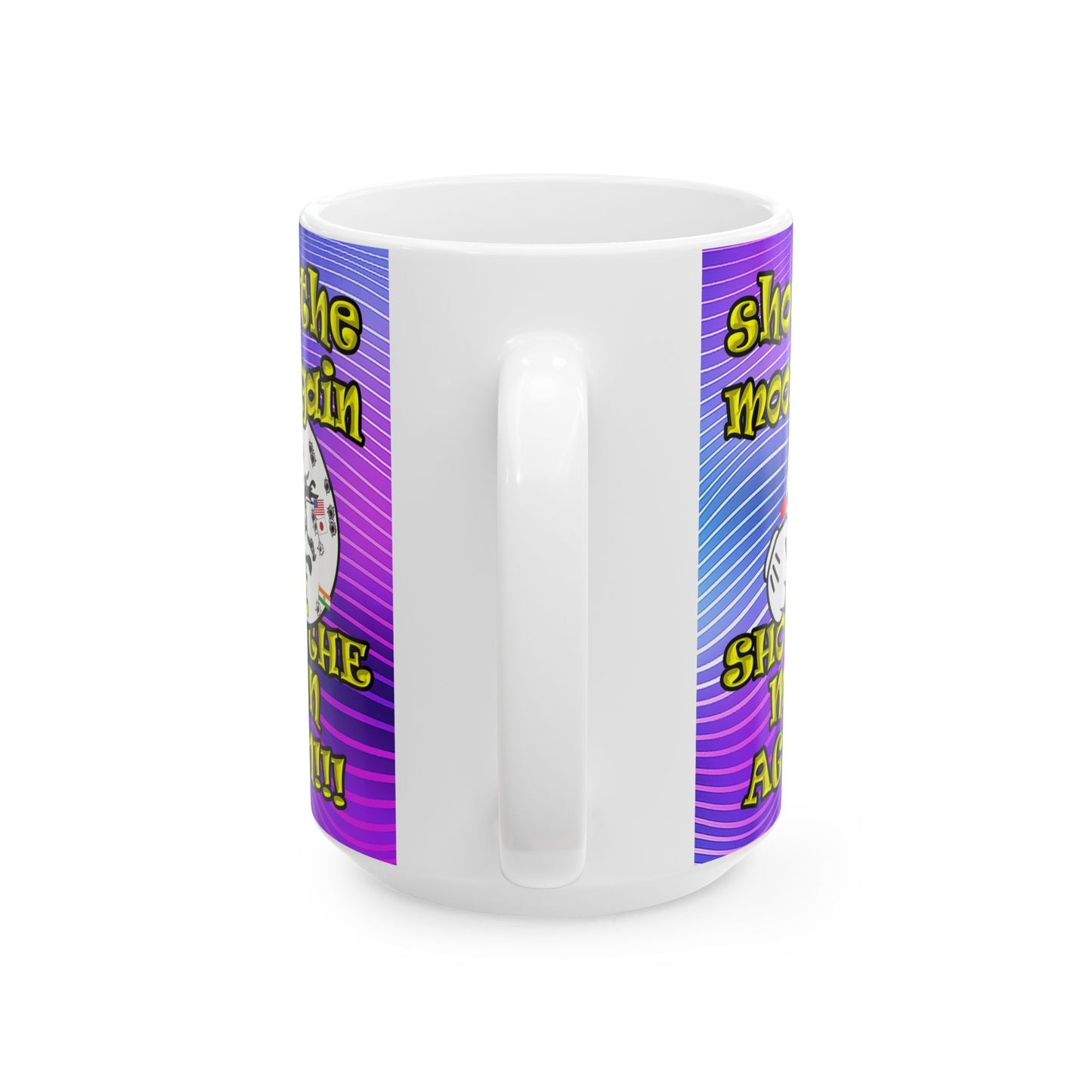 shoot the moon again - White Mug (purple wave)
