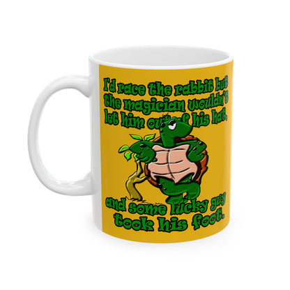 turtle race - White Mug (yellow)