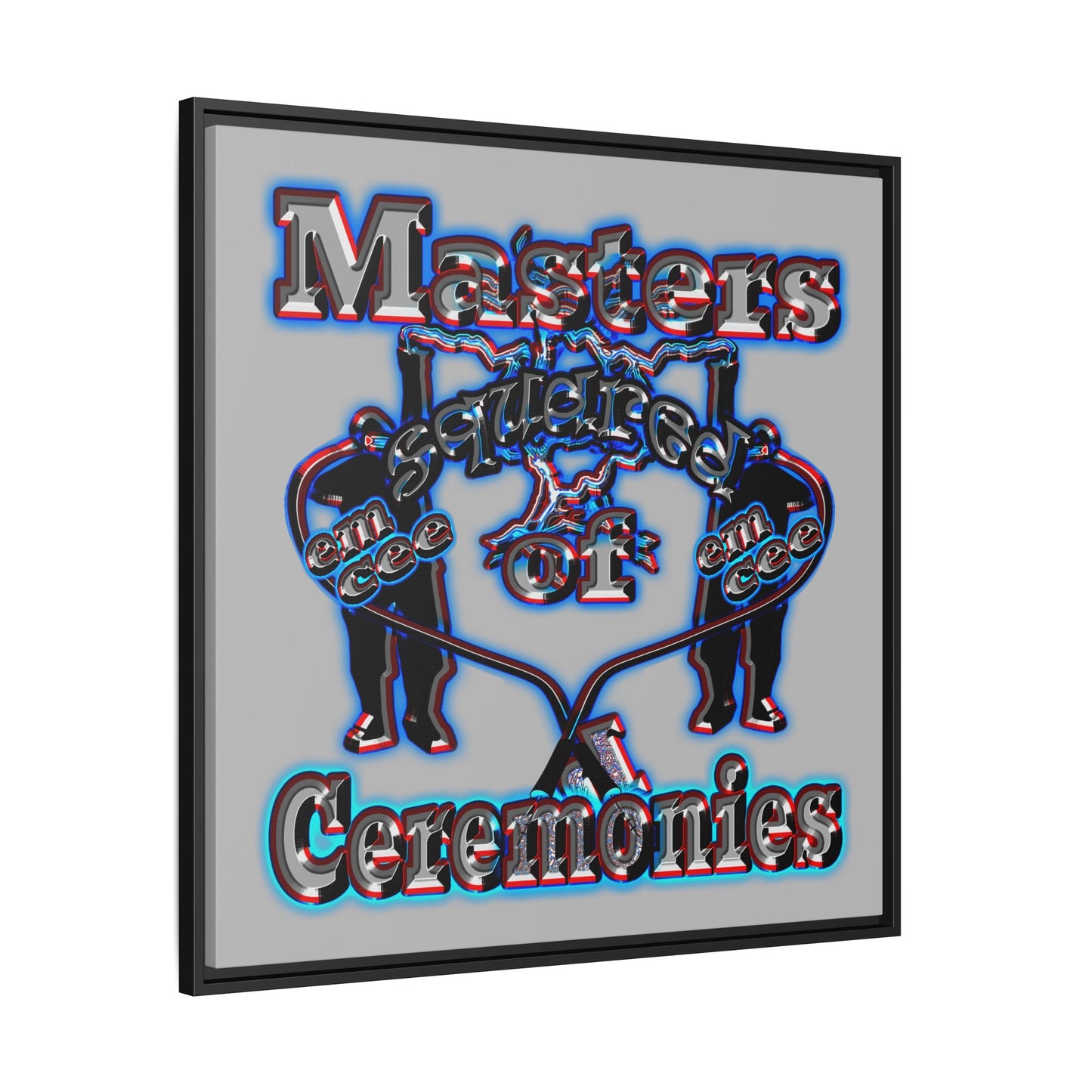em cee squared - framed canvas art (light grey)