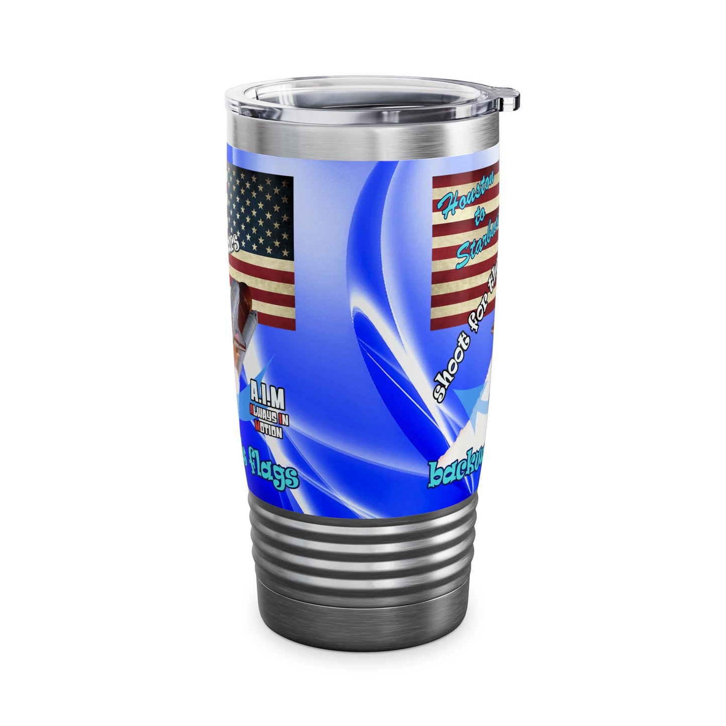 shoot for the stars - Ringneck Tumbler, 20oz (blue-white wave)