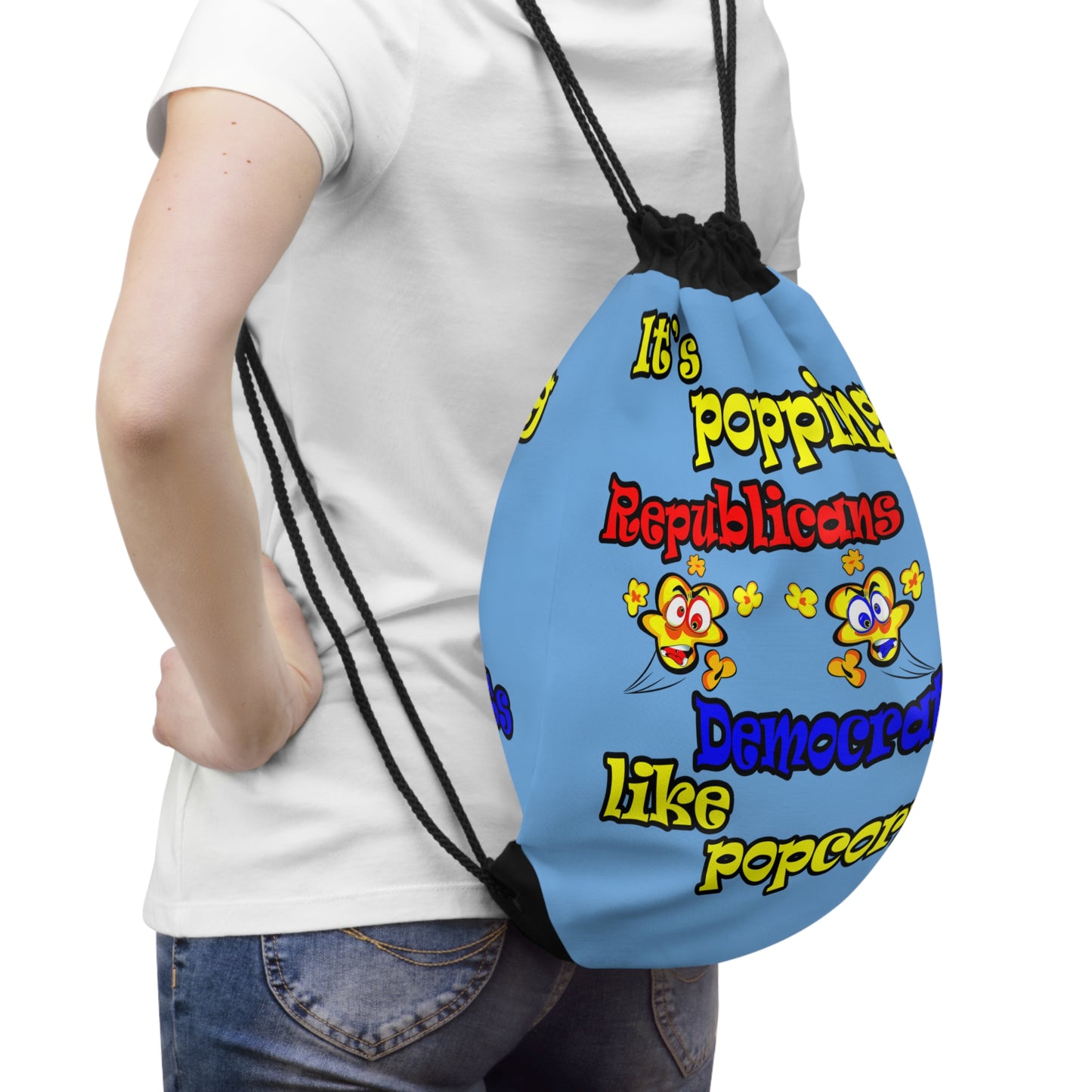 popping like popcorn - Drawstring Bag (light blue)