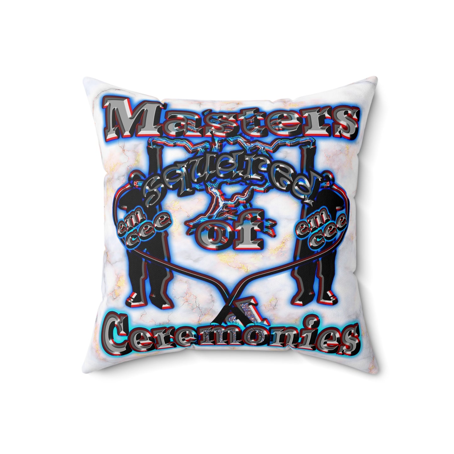 em cee squared - Spun Polyester Square Pillow - (white marble)