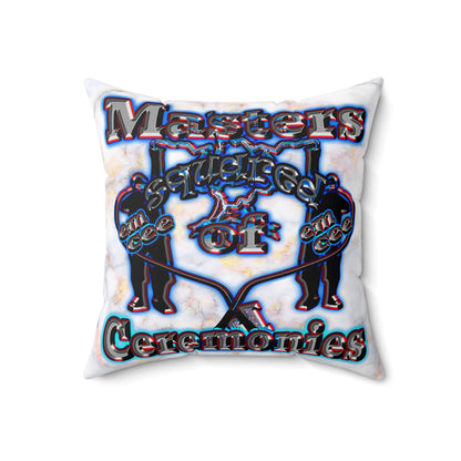 em cee squared - Spun Polyester Square Pillow - (white marble)