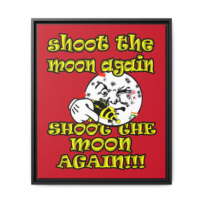 shoot the moon again - framed canvas art (dark red)