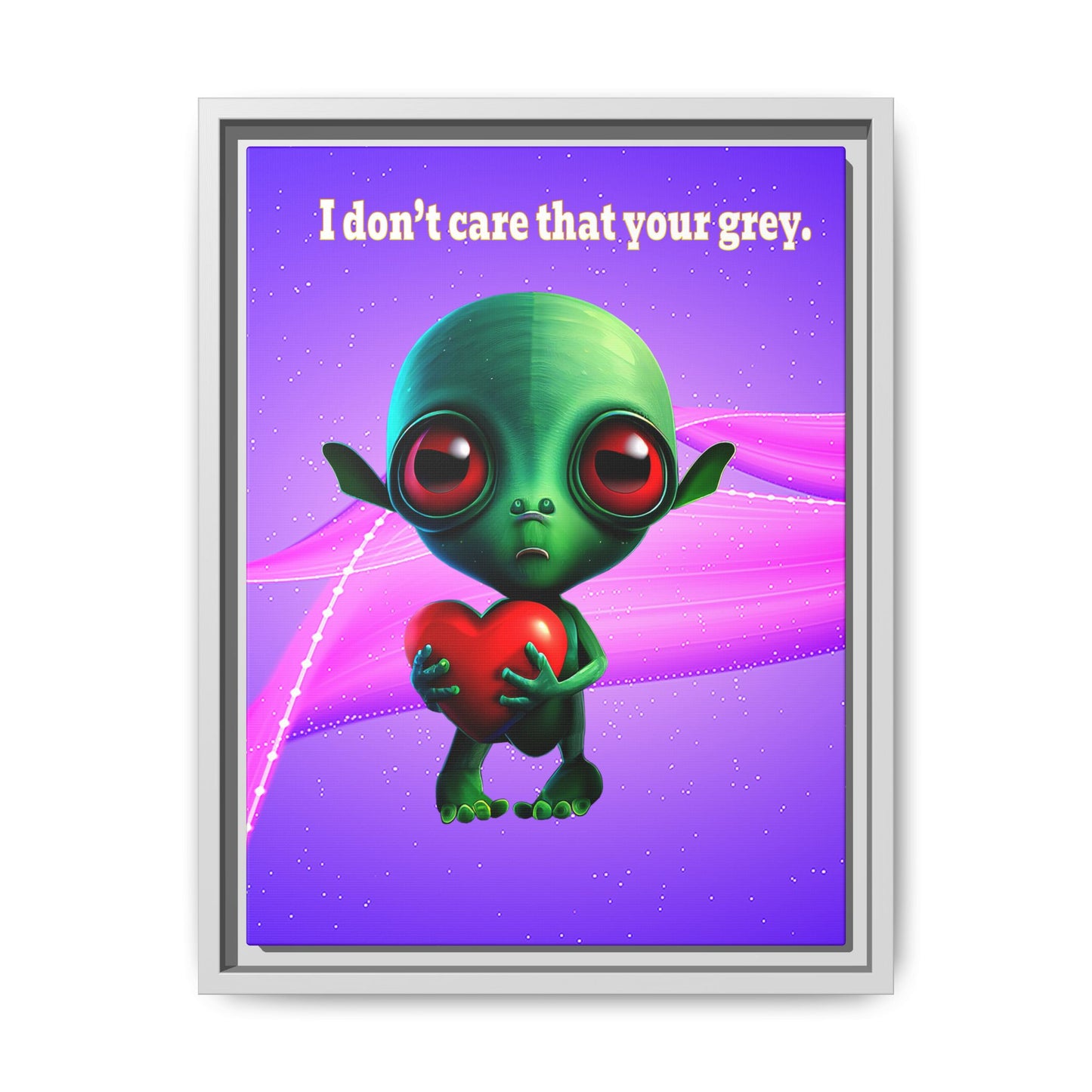 I don't care that your grey - framed canvas art (purple-pink wave)