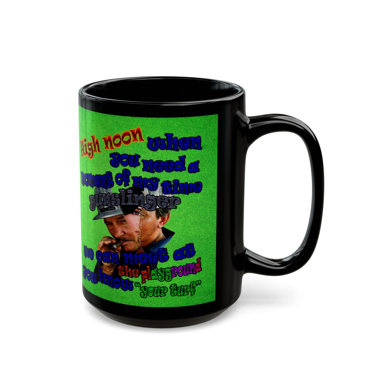 high noon - Black Mug (green turf)