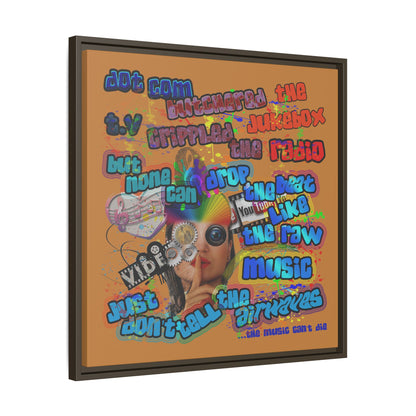 drop the beat - framed canvas art (light brown)