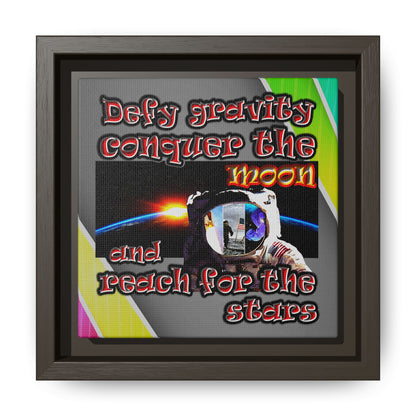 defy conquer reach - framed canvas art (rainbow split)