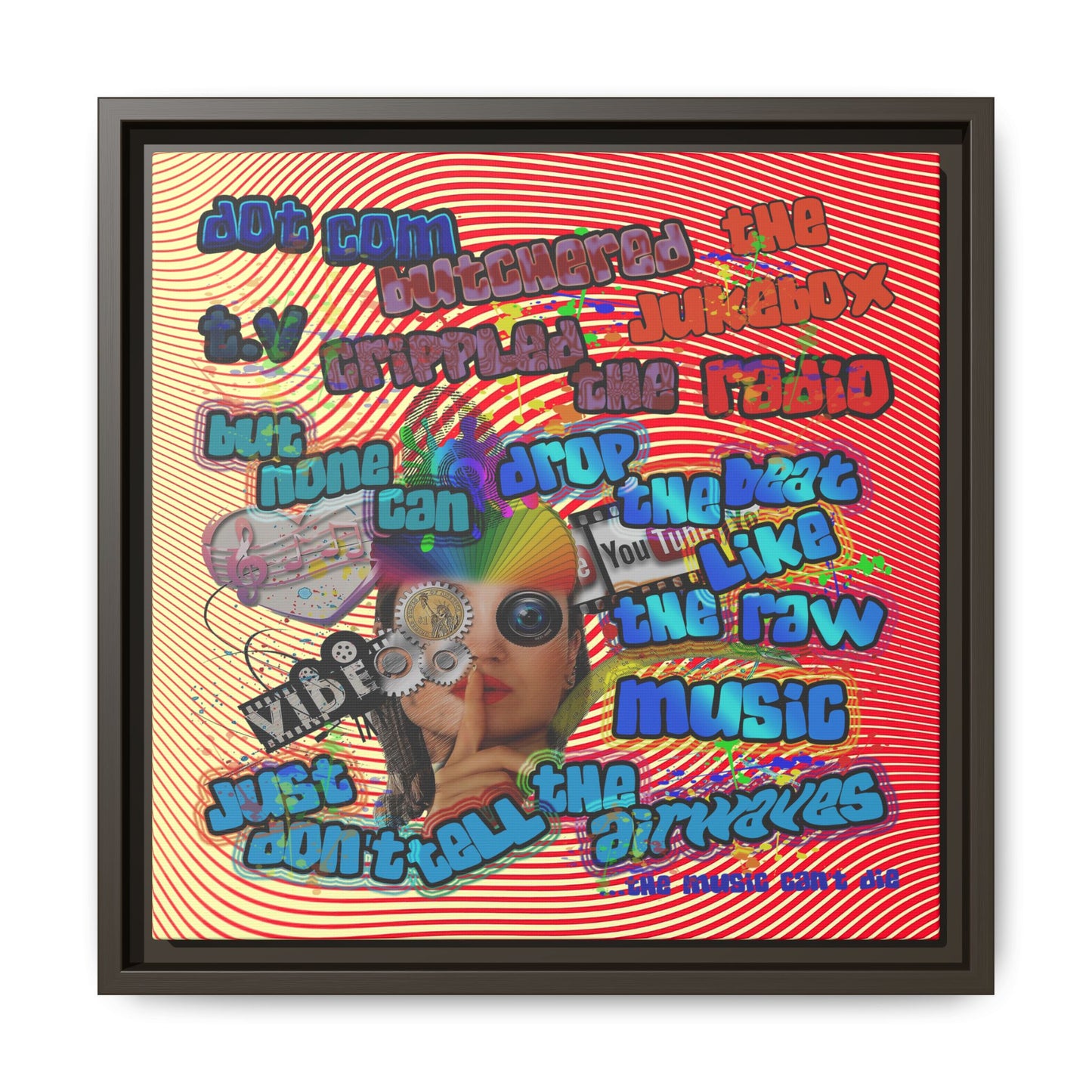 drop the beat - framed canvas art (yellow-orange wave)