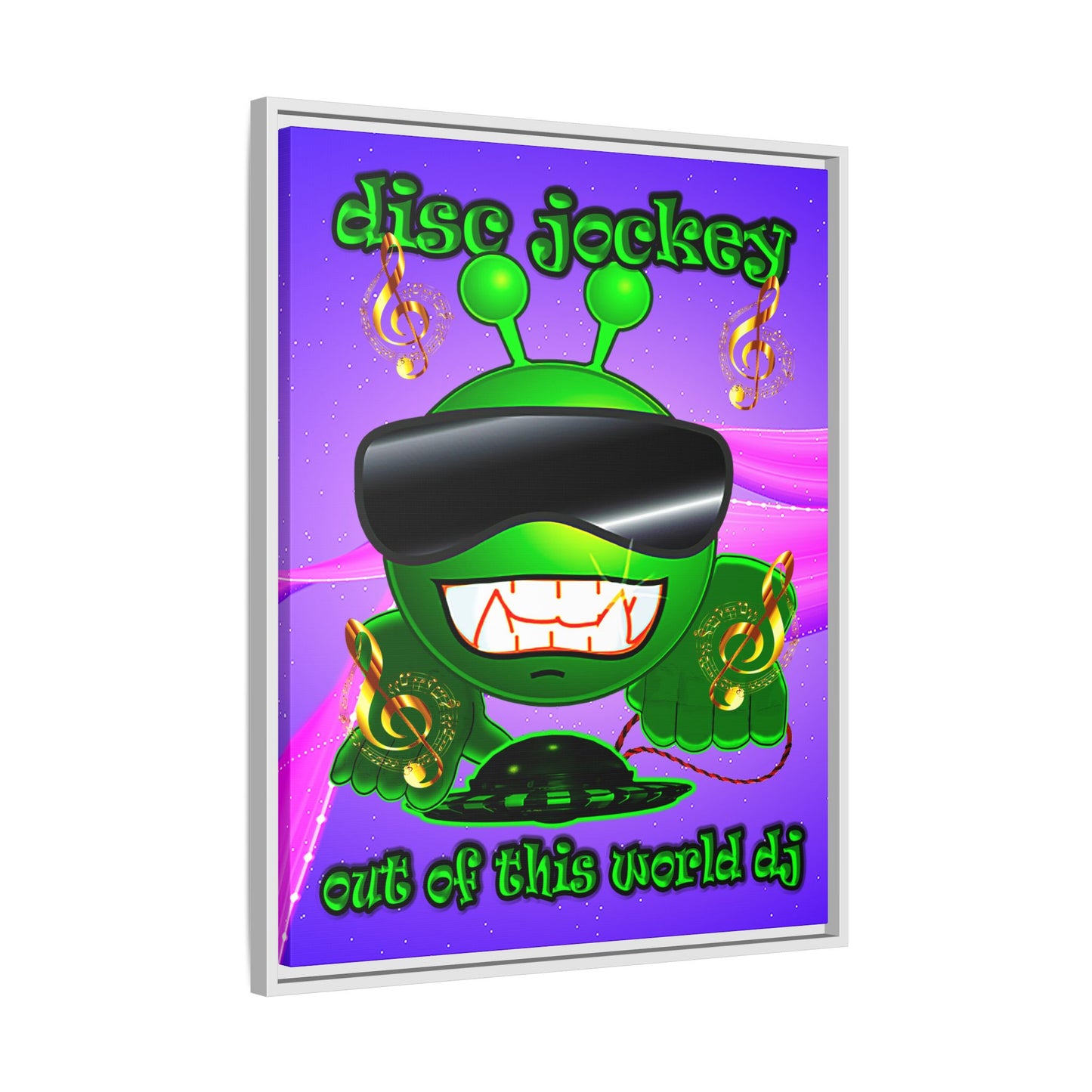 disc jockey - framed canvas art (purple-pink wave)