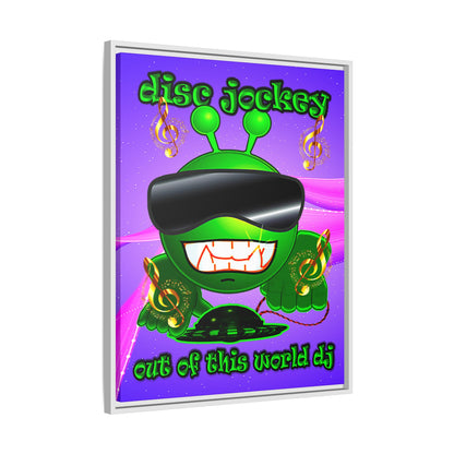 disc jockey - framed canvas art (purple-pink wave)