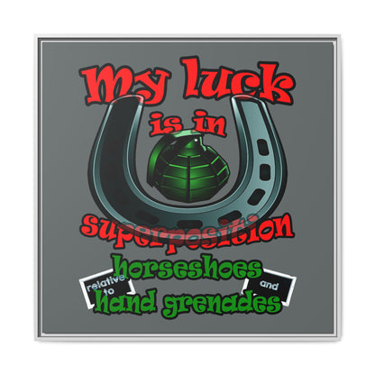 my luck - framed canvas art (dark grey)