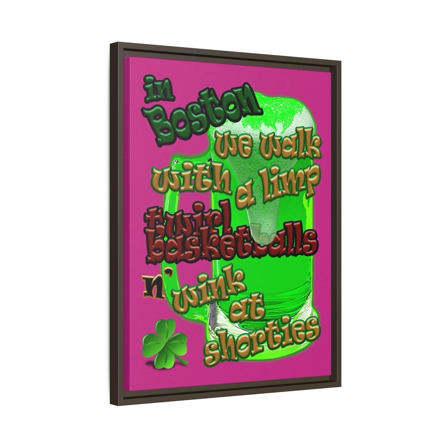 celtics logo - framed canvas art (pink)