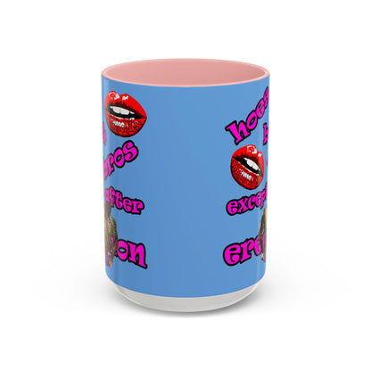 hoes b4 bros - Accent Mug (light blue)