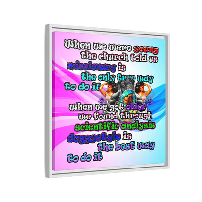 doggystyle - framed canvas art (light blue-pink wave)
