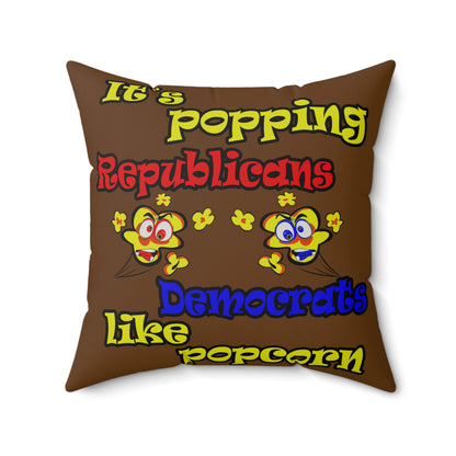 popping like popcorn - Spun Polyester Square Pillow - (brown)