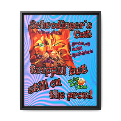 schrodinger's cat - framed canvas art (light blue-purple wave)