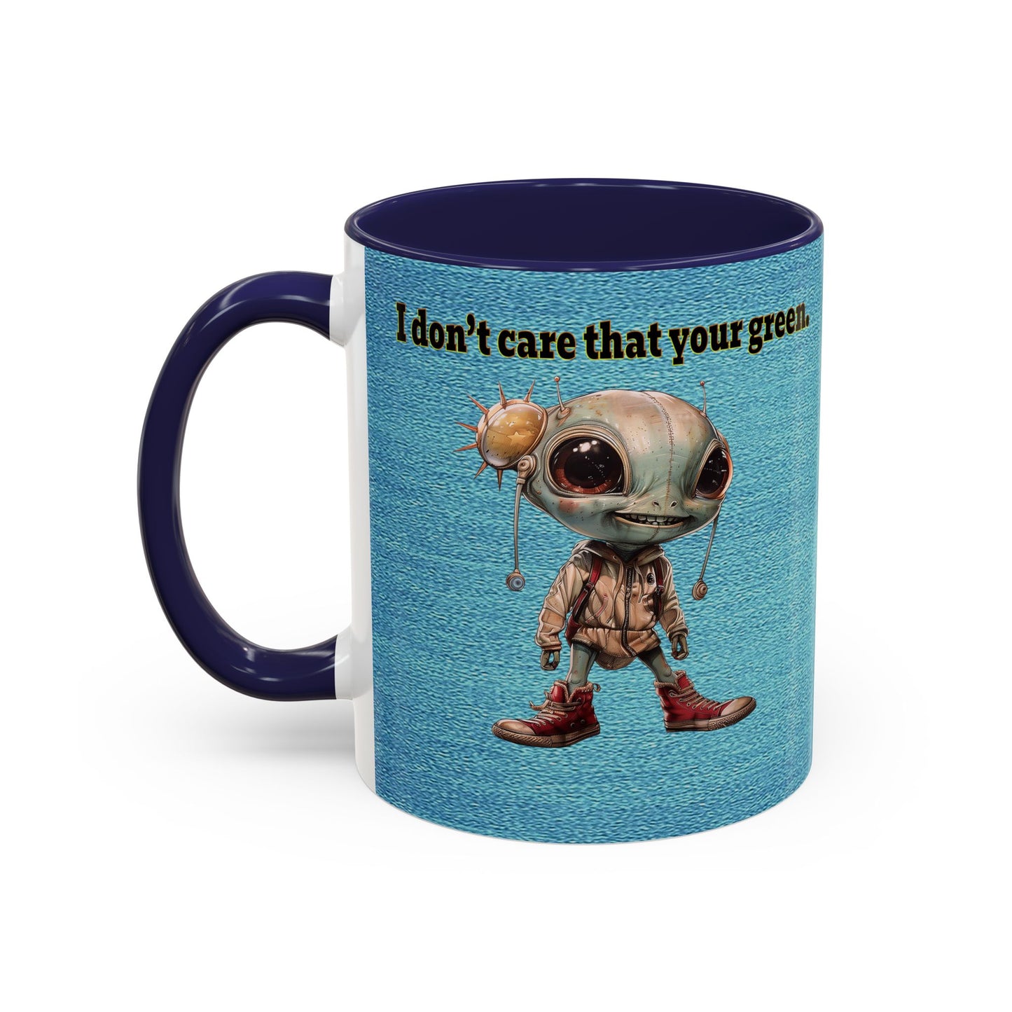 I don't care that your grey - Accent Mug (faded blue)