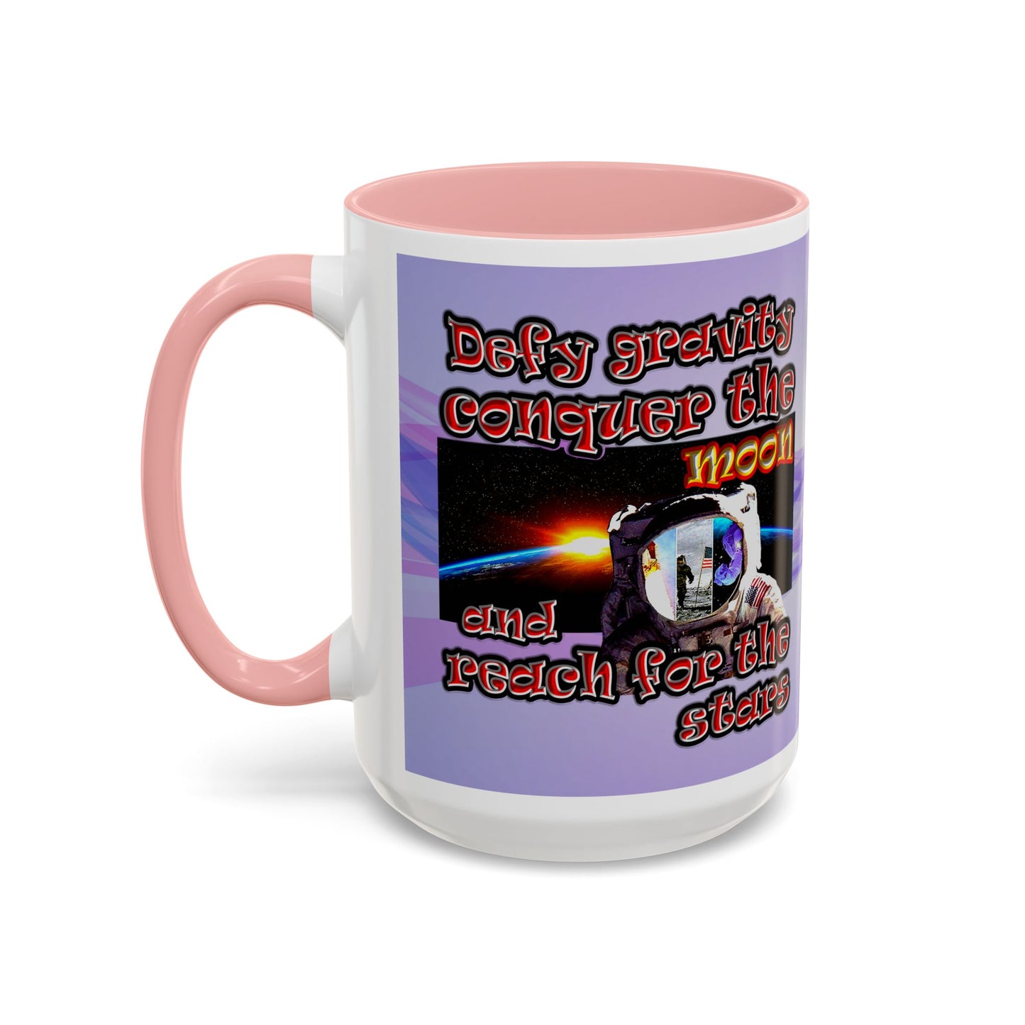 defy conquer reach - Accent Mug (light blue-pink wave)