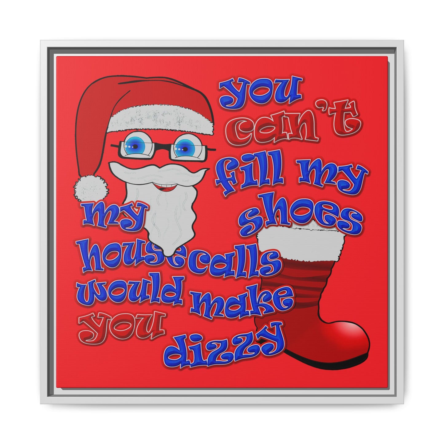 santa's shoes - framed canvas art (red)