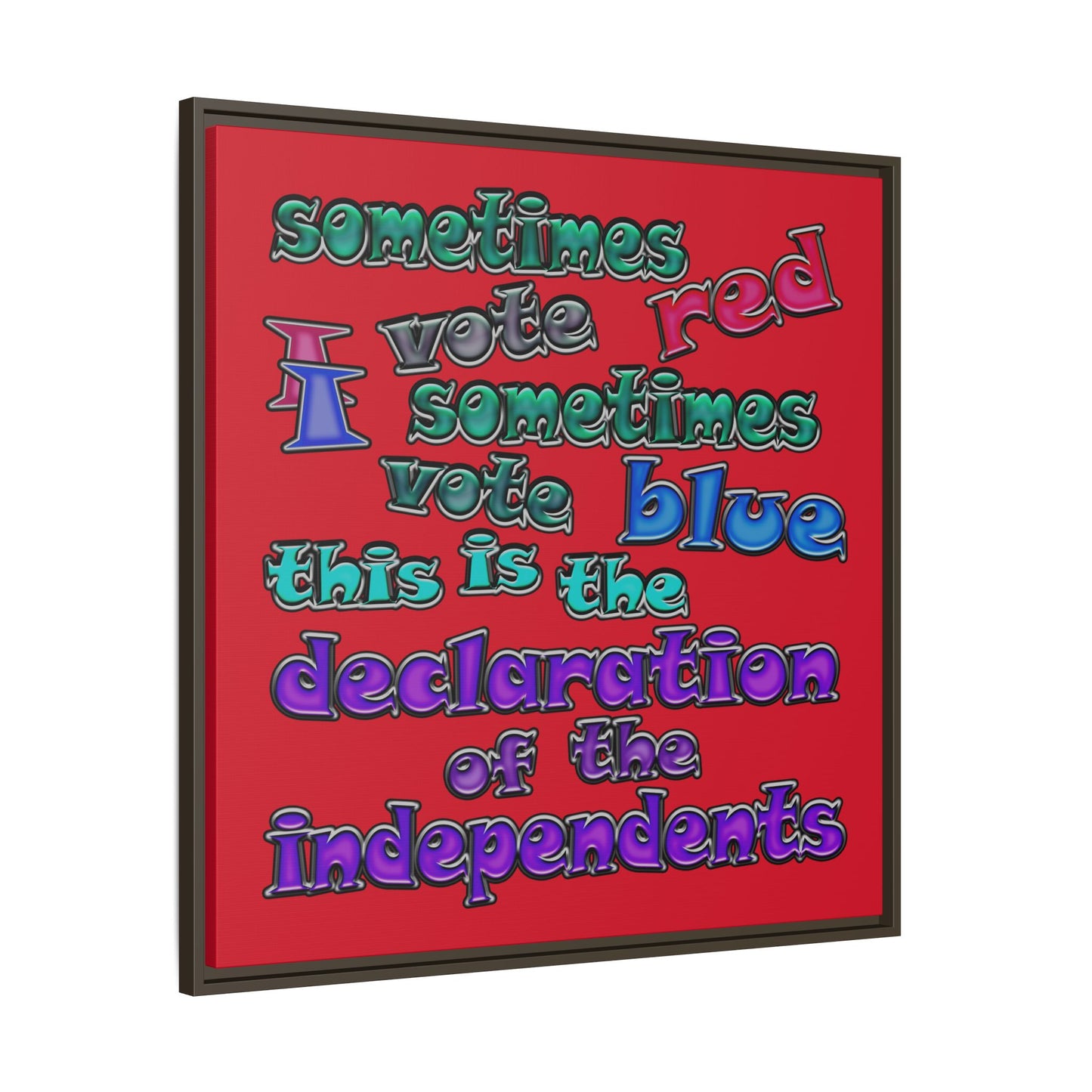 declaration of the independents - framed canvas art (dark red)