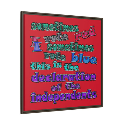 declaration of the independents - framed canvas art (dark red)